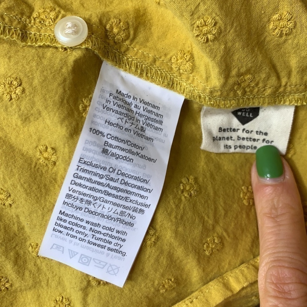 Madewell smocked neck floral embroidered long sleeve top - Picture 7 of 7